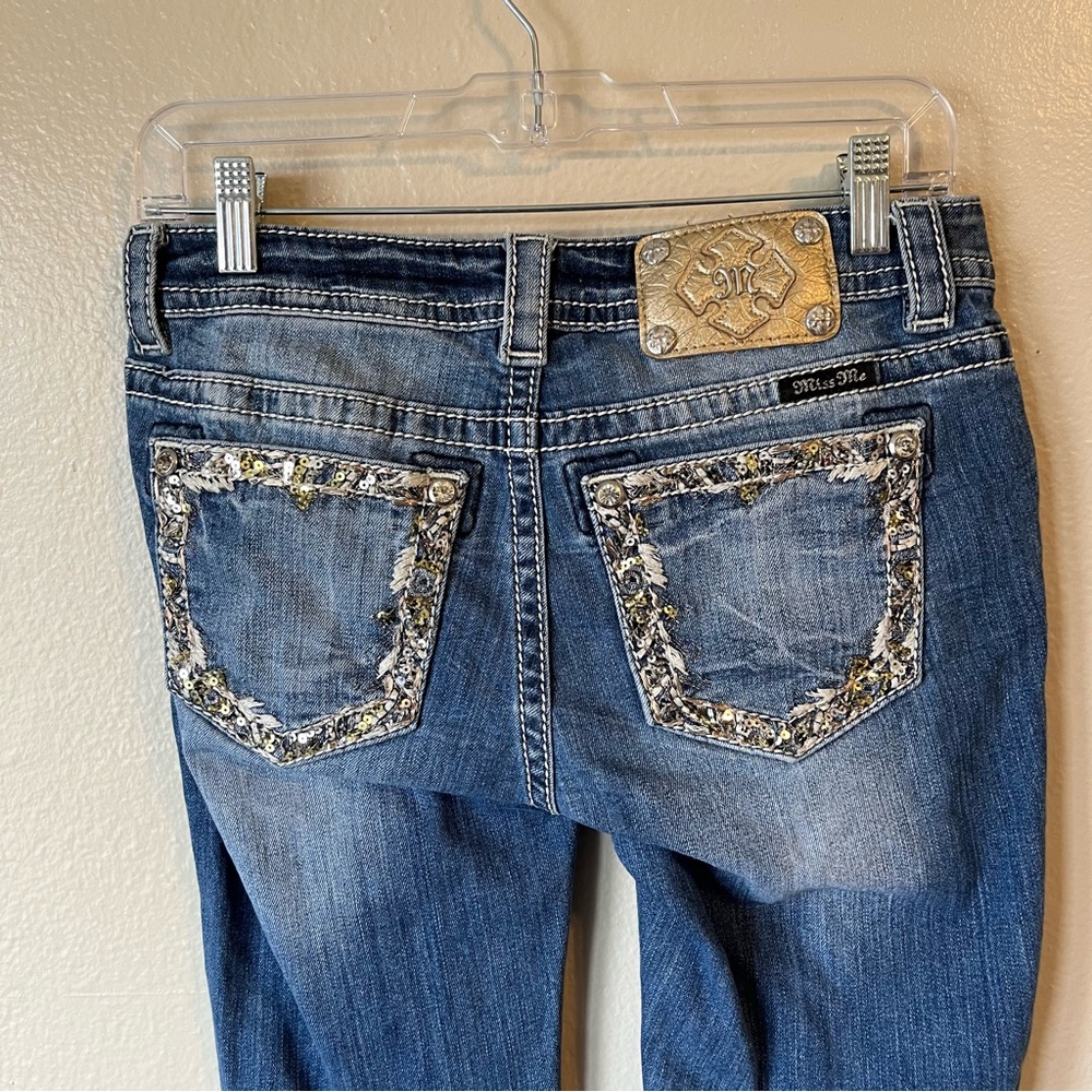 Miss‎ Me Ankle Skinny Jeans size 27 Sequin Pockets - Picture 2 of 5